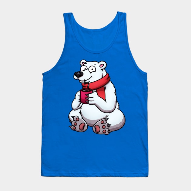 Cute Polar Bear In Red Scarf Drinking Hot Chocolate Tank Top by TheMaskedTooner